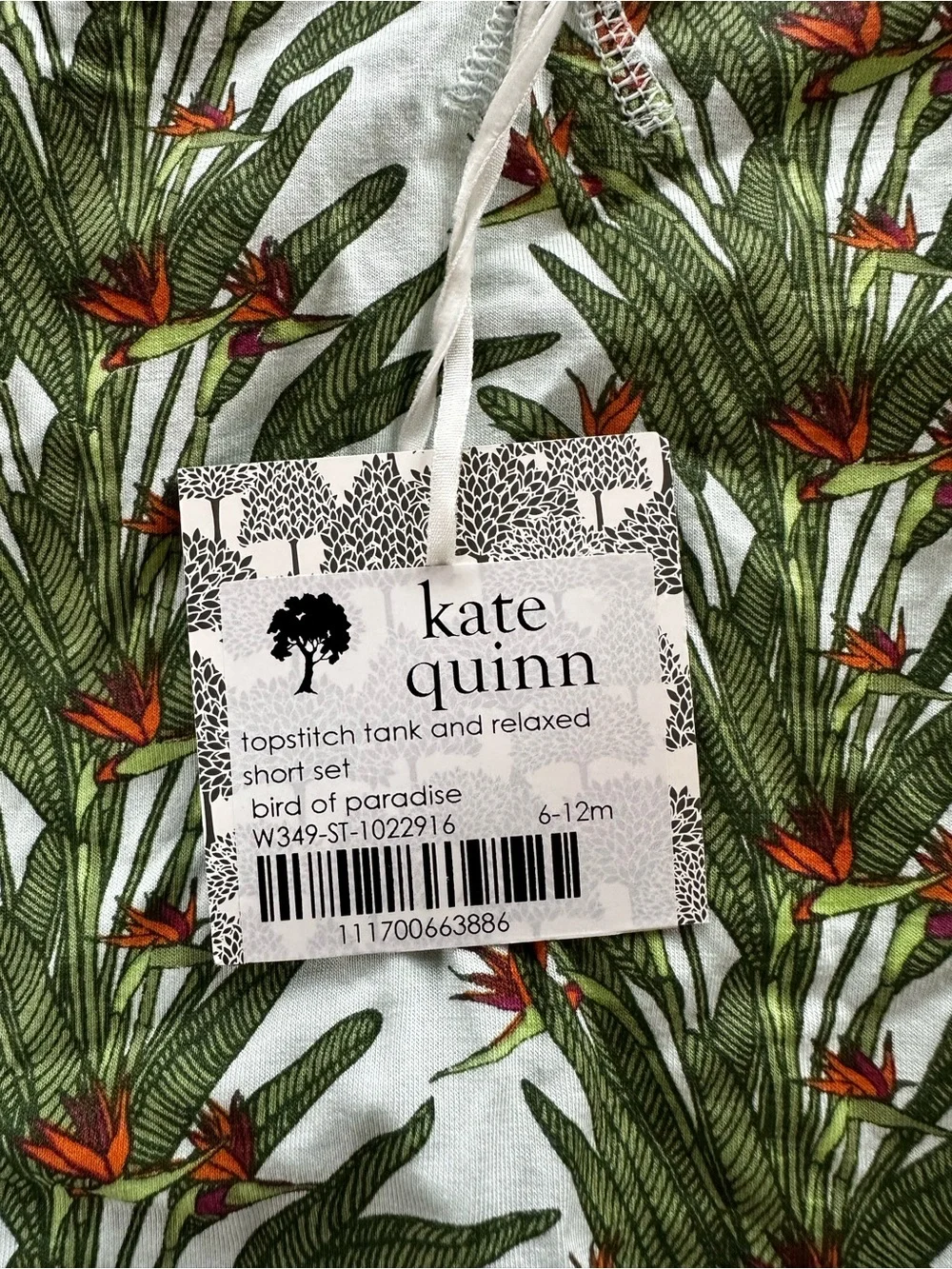 kate quinn Light Blue & Green Tropical Tank Top